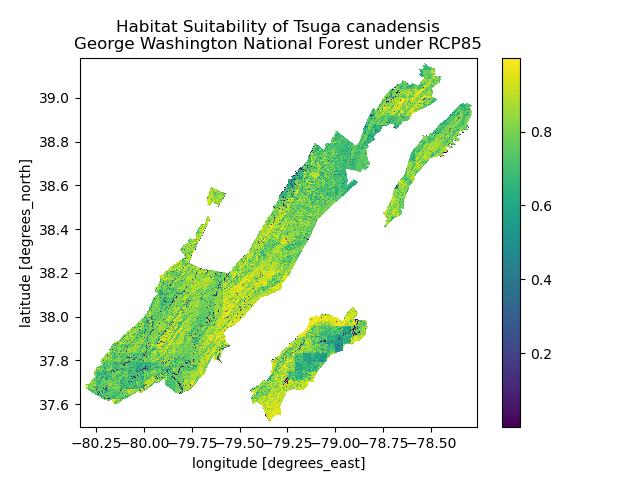 Habitat Suitability of Tsuga canadensis George Washington National Forest under RCP 8.5